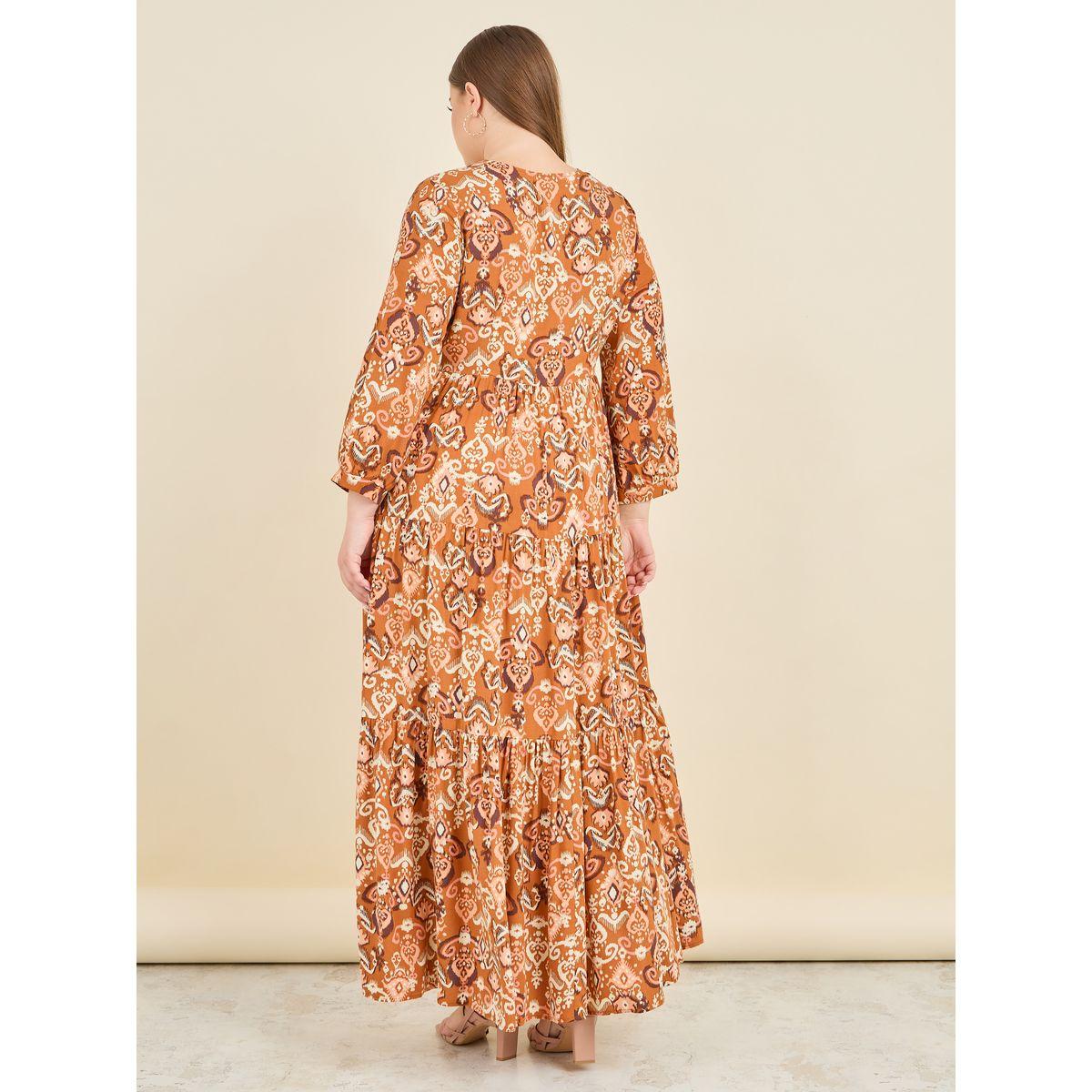 Styli Plus Embroidered Neck Ikat Print Tiered Maxi Dress-women-clothing-dresses-image-4
