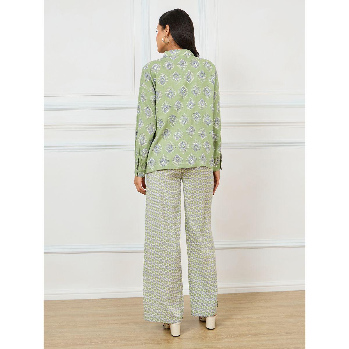 مجموعة من بنطال مع بلوزة مطبعة بالكامل-women-clothing-coordsets-image-6