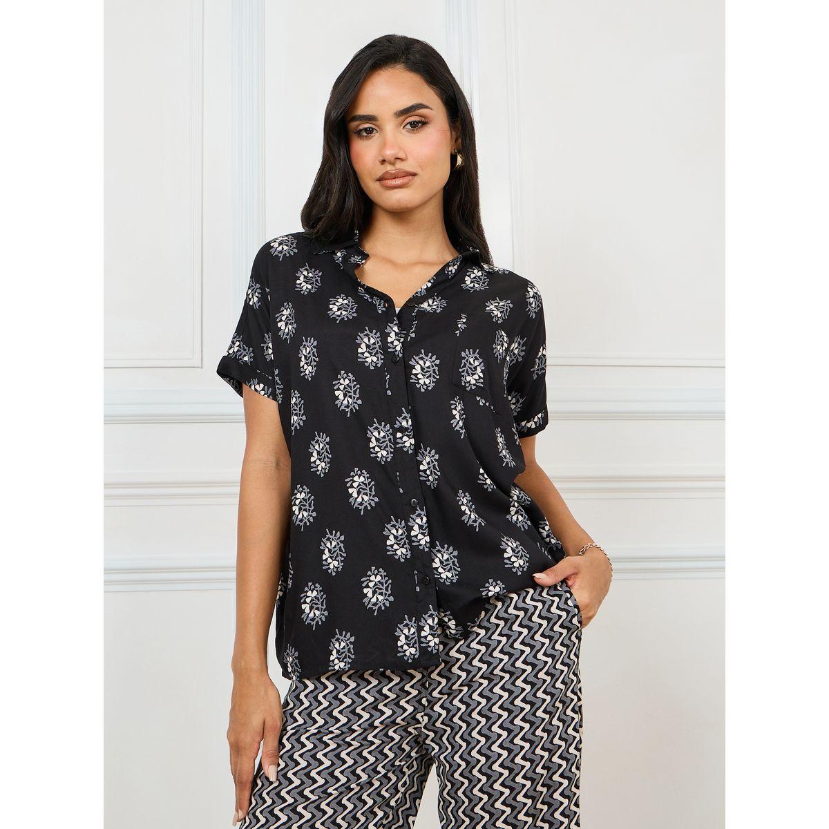 Styli Elevate All Over Print Shirt & Straight Pants Set-women-clothing-coordsets-image-2