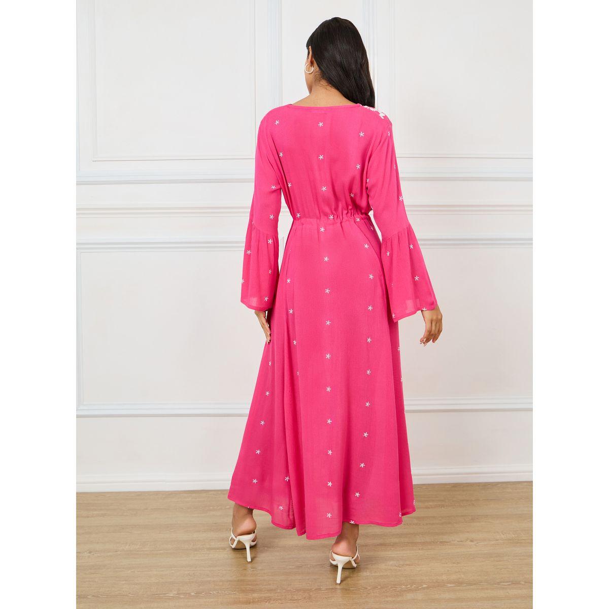 فستان طويل بتفاصيل مُطرّزة مع شراشيب-women-clothing-dresses-image-4