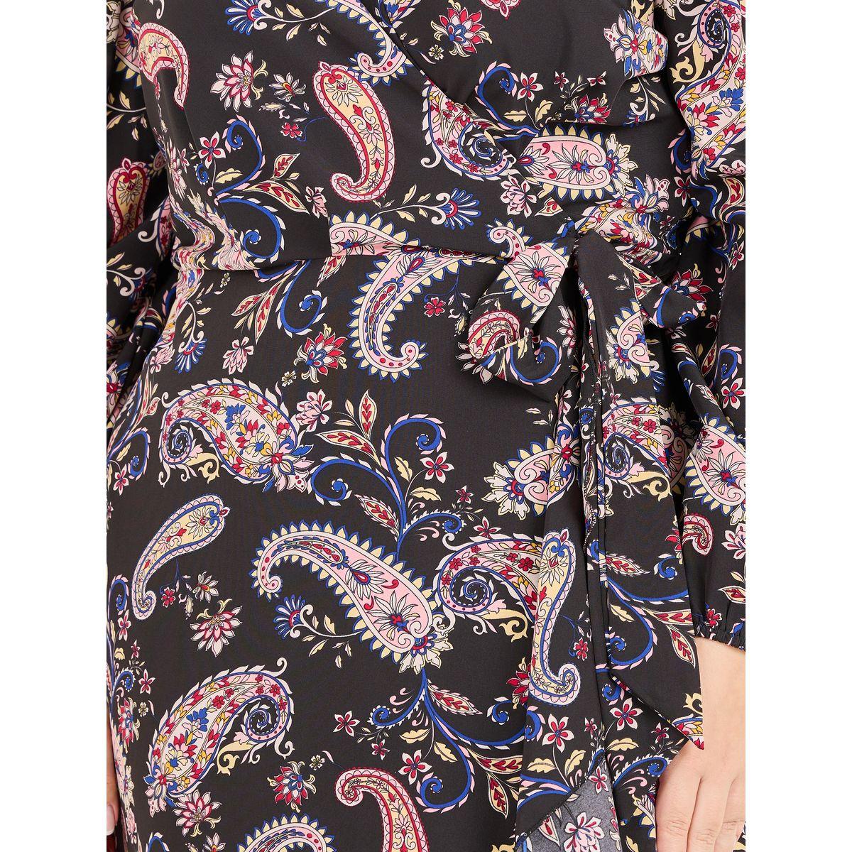 فستان ميدي بمقاس كبير مع نمط لف وكشكش-women-clothing-dresses-image-3