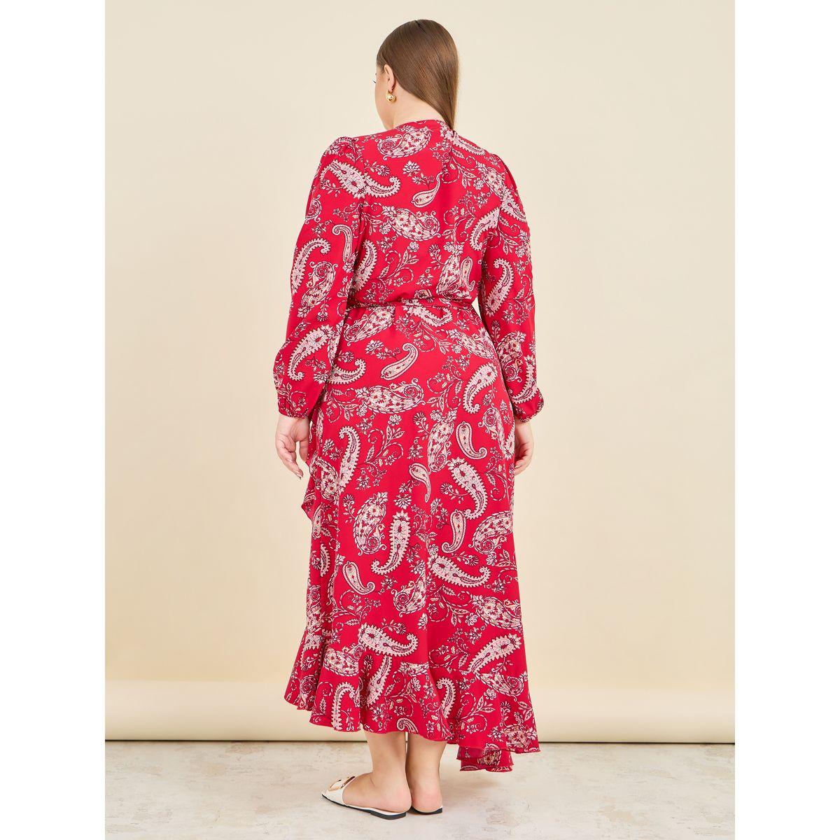 Styli Plus Paisley Print Ruffle Hem Wrap Maxi Dress-women-clothing-dresses-image-4