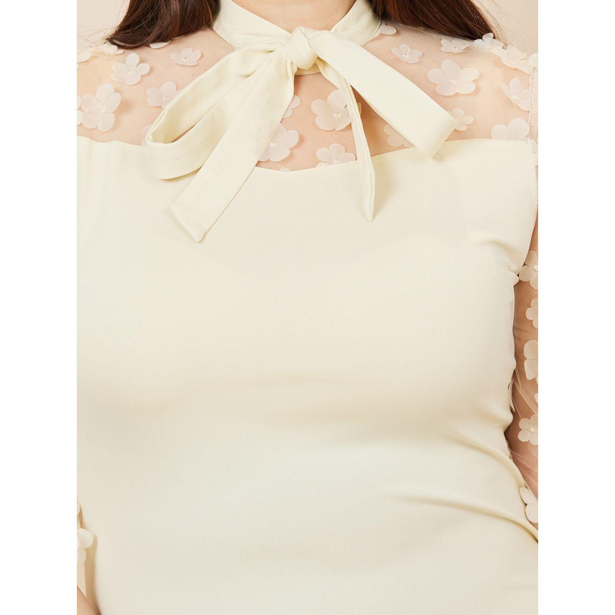 Styli Plus Floral Embroidered Tie Up Neck Bodycon Midi Dress-women-clothing-dresses-image-3