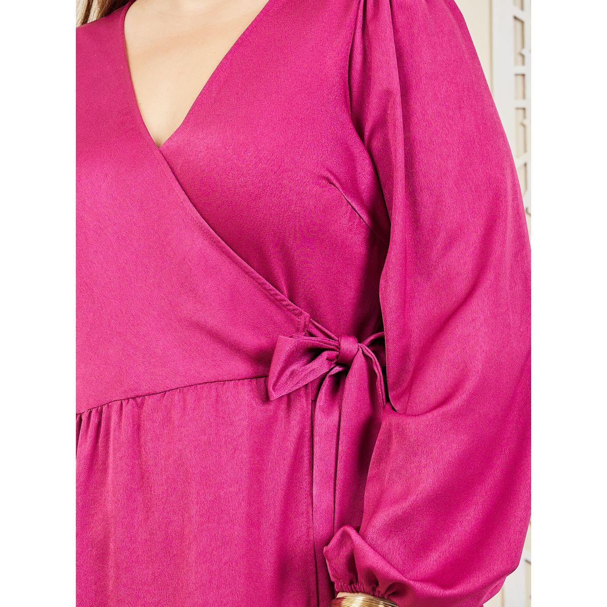 Styli Plus Solid Tiered Wrap Midi Dress-women-clothing-dresses-image-3