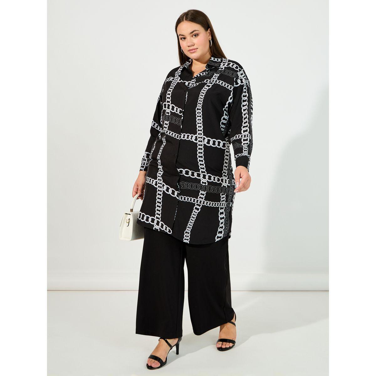 Styli Plus Size Chain Print Long Sleeve Regular Fit Tunic-women-clothing-shirtsandblouses-blouses-image-1