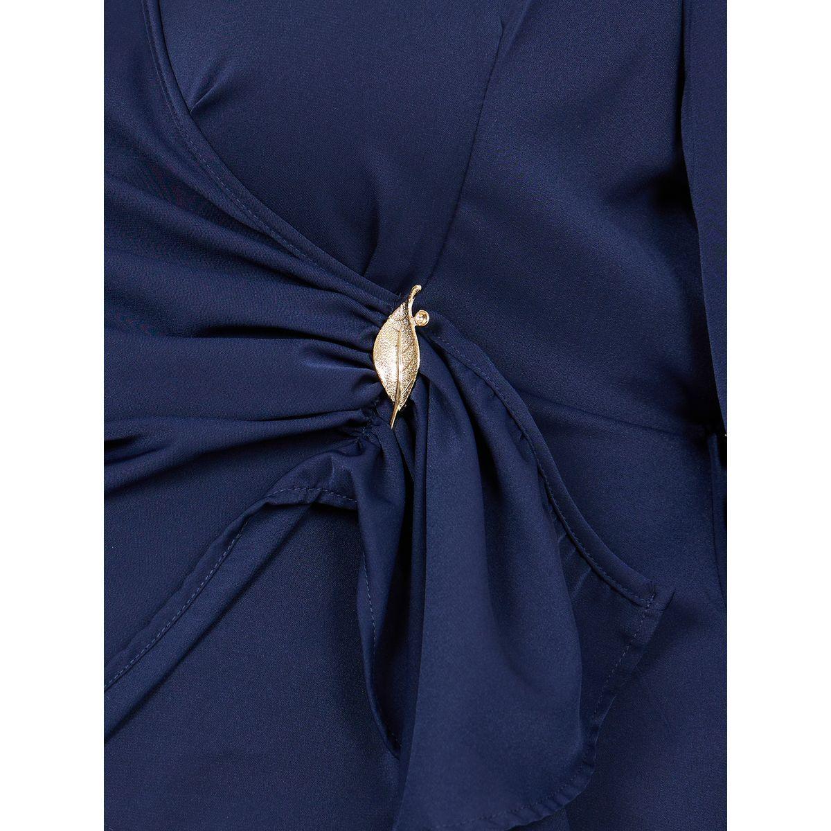 Styli Plus Solid Metal Buckle Detail Wrap Top-women-clothing-shirtsandblouses-blouses-image-3