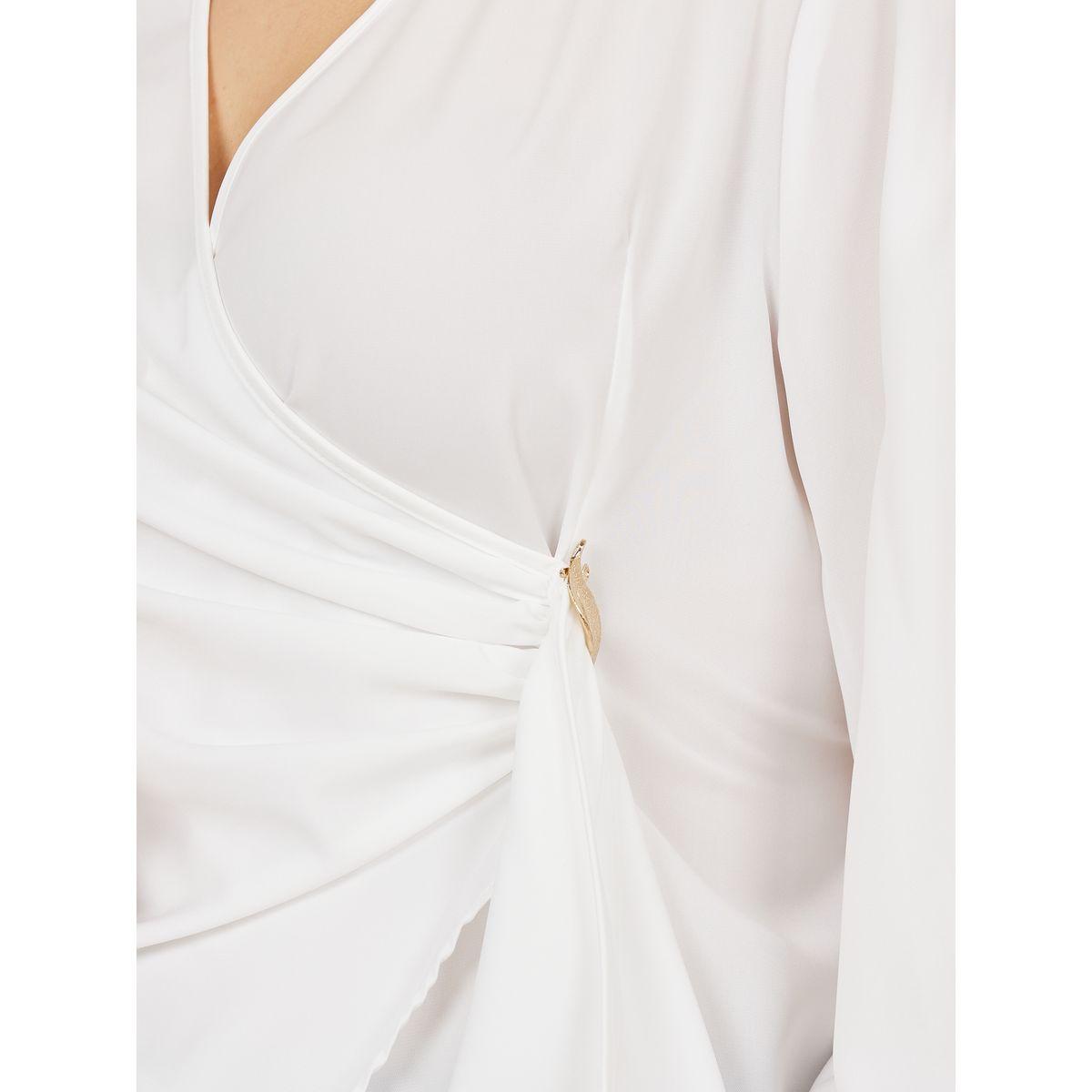 Styli Plus Solid Metal Buckle Detail Wrap Top-women-clothing-shirtsandblouses-blouses-image-3