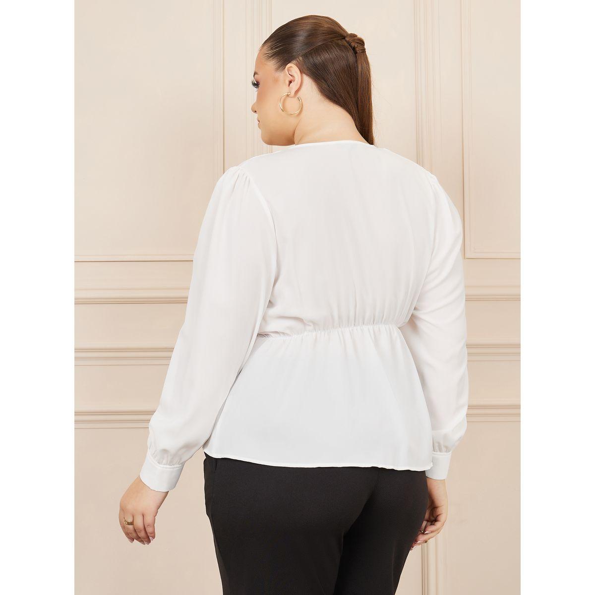 بلوزة سادة بمقاس كبير ونمط لف-women-clothing-shirtsandblouses-blouses-image-4