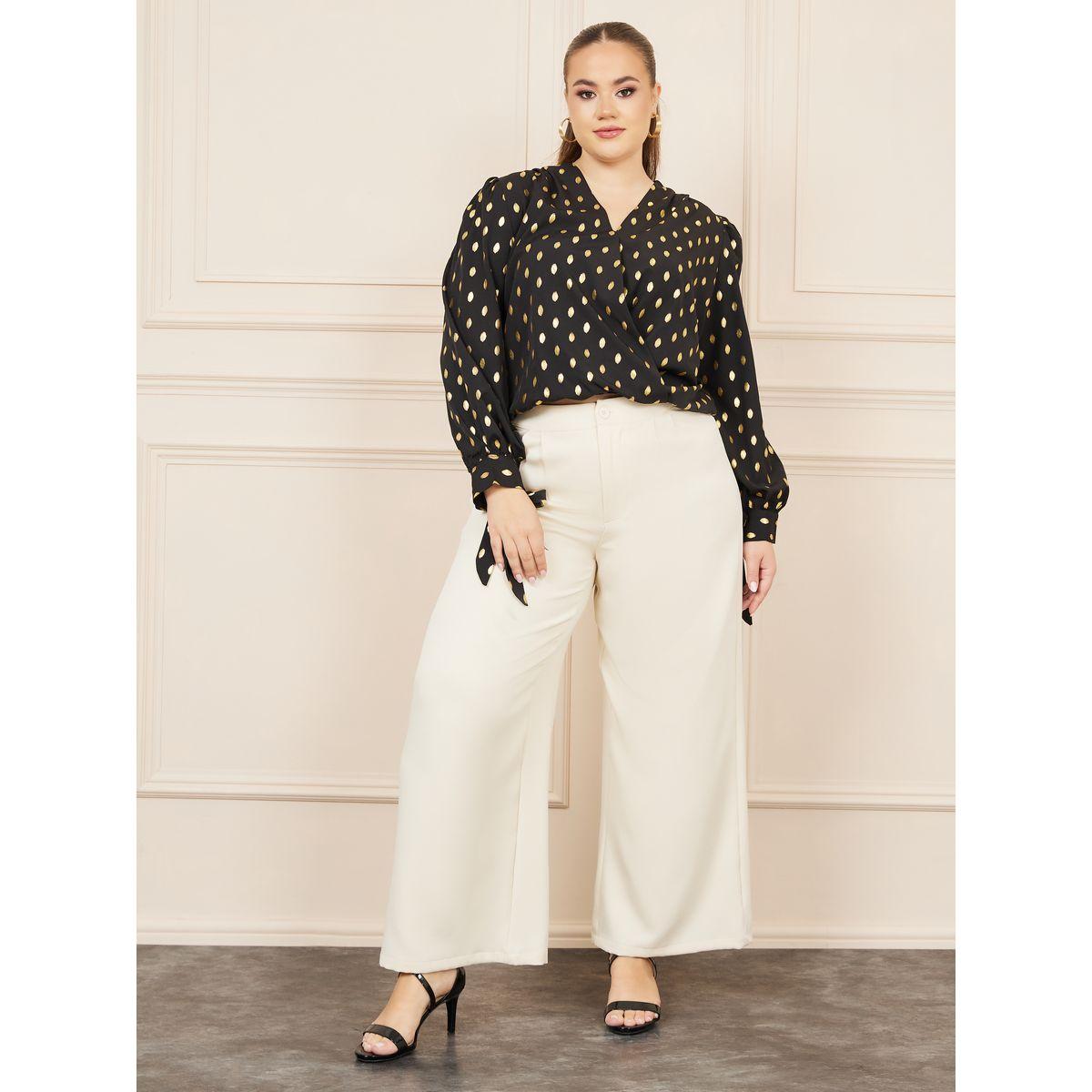 Styli Foil Print Tie Sleeves Wrap Style Top-women-clothing-shirtsandblouses-blouses-image-2