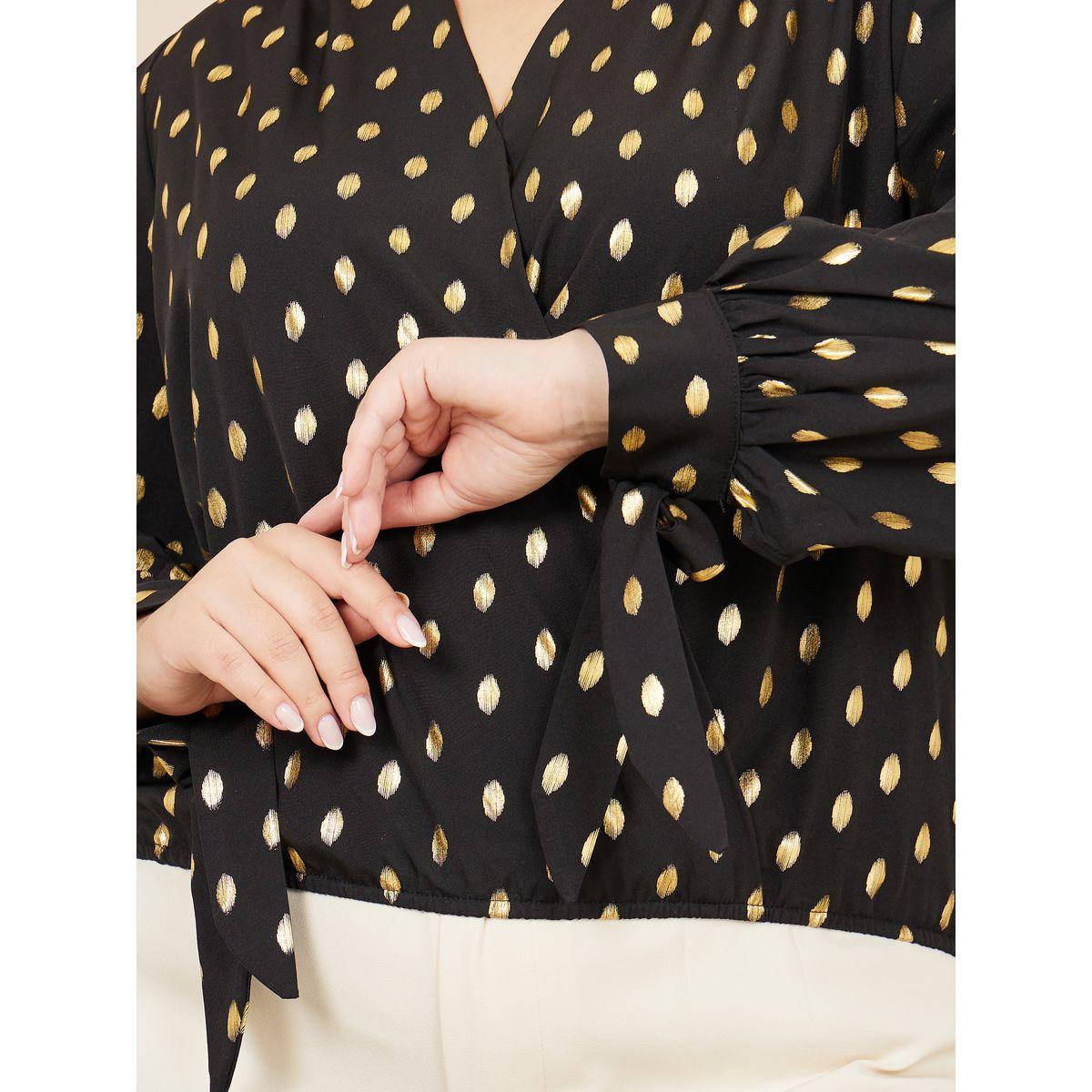 Styli Foil Print Tie Sleeves Wrap Style Top-women-clothing-shirtsandblouses-blouses-image-4