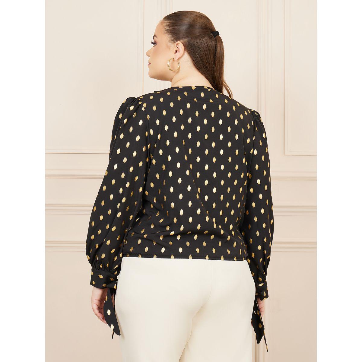 Styli Foil Print Tie Sleeves Wrap Style Top-women-clothing-shirtsandblouses-blouses-image-5