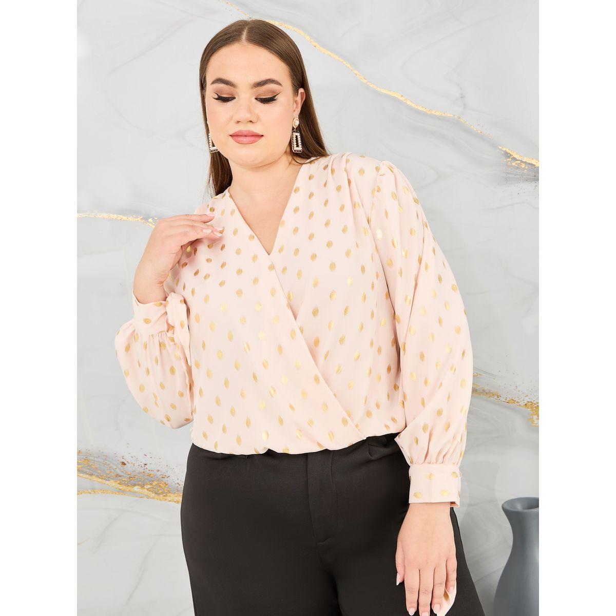 بلوزة بمقاس كبير وطبعة فويل-women-clothing-shirtsandblouses-blouses-image-1