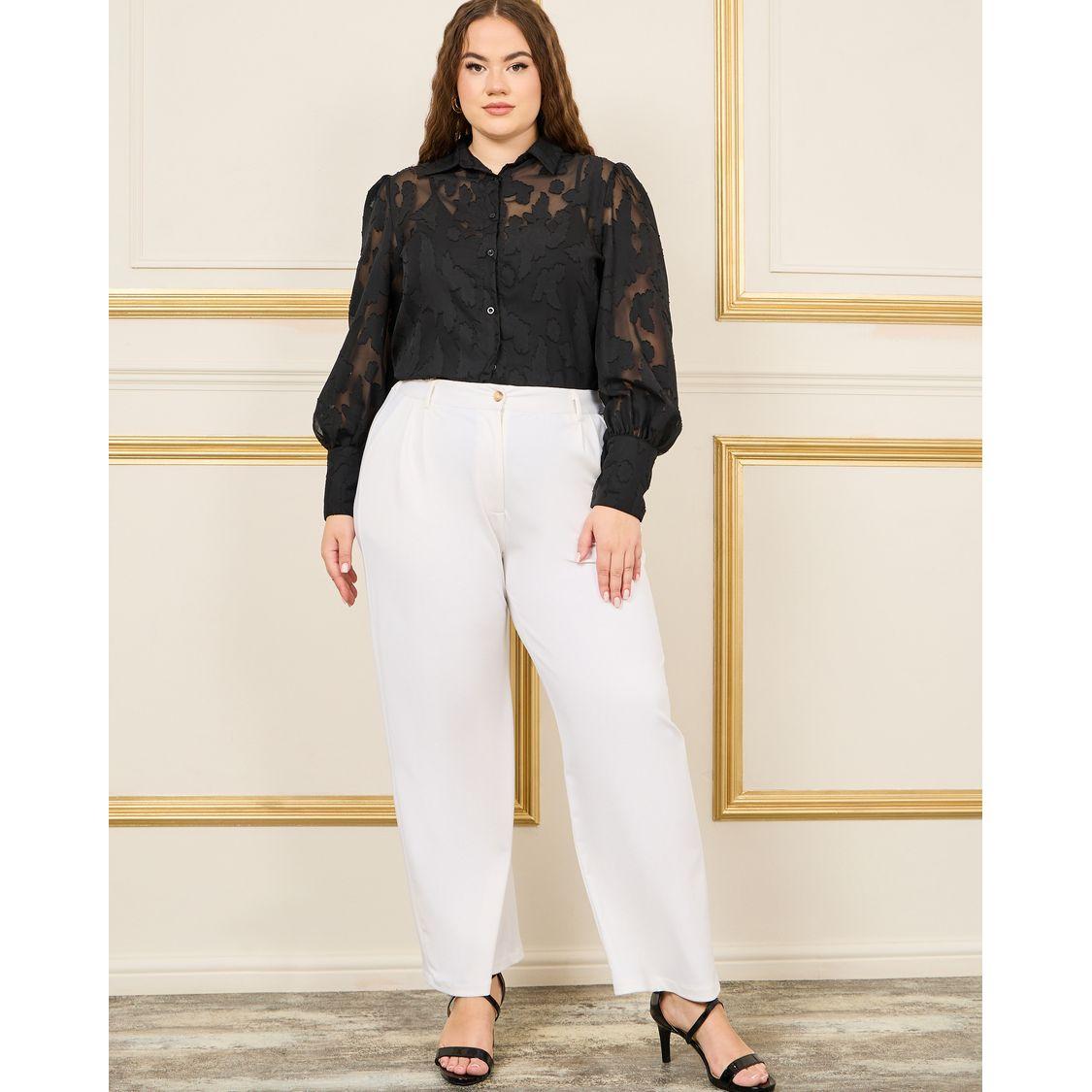 Styli Plus Sheer Burnout Texture Regular Fit Shirt-women-clothing-shirtsandblouses-shirts-image-2