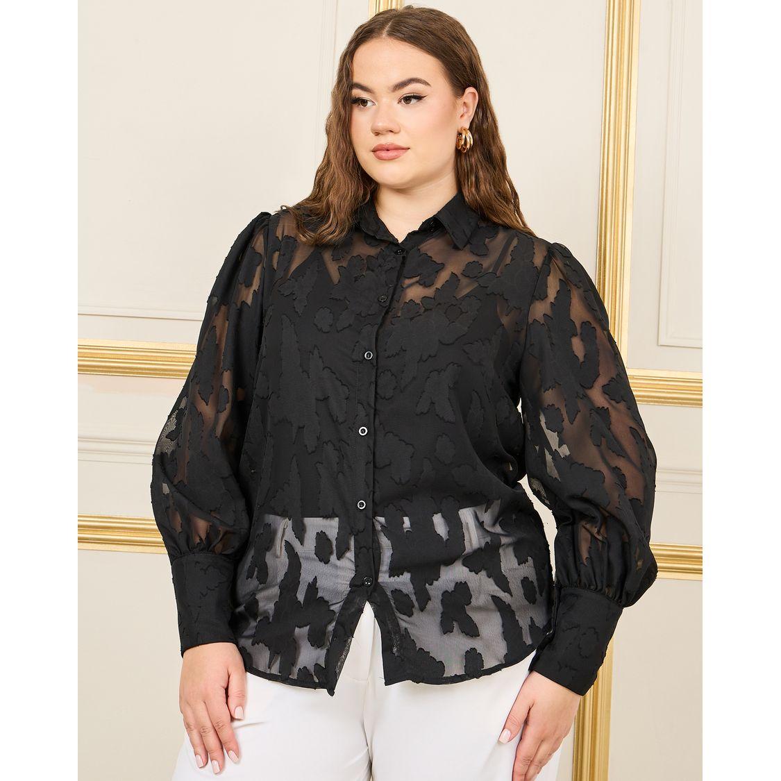 Styli Plus Sheer Burnout Texture Regular Fit Shirt-women-clothing-shirtsandblouses-shirts-image-3