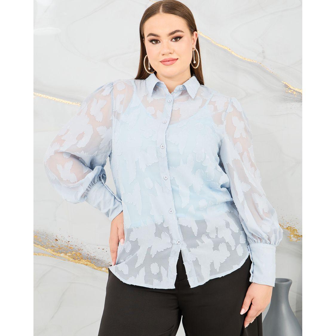Styli Plus Sheer Burnout Texture Regular Fit Shirt-women-clothing-shirtsandblouses-shirts-image-1