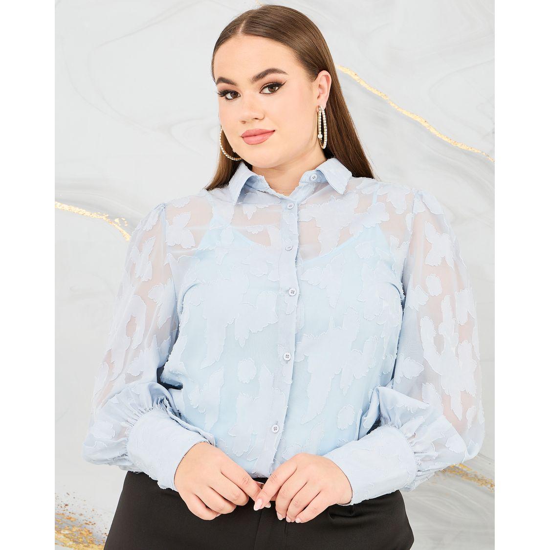 Styli Plus Sheer Burnout Texture Regular Fit Shirt-women-clothing-shirtsandblouses-shirts-image-3