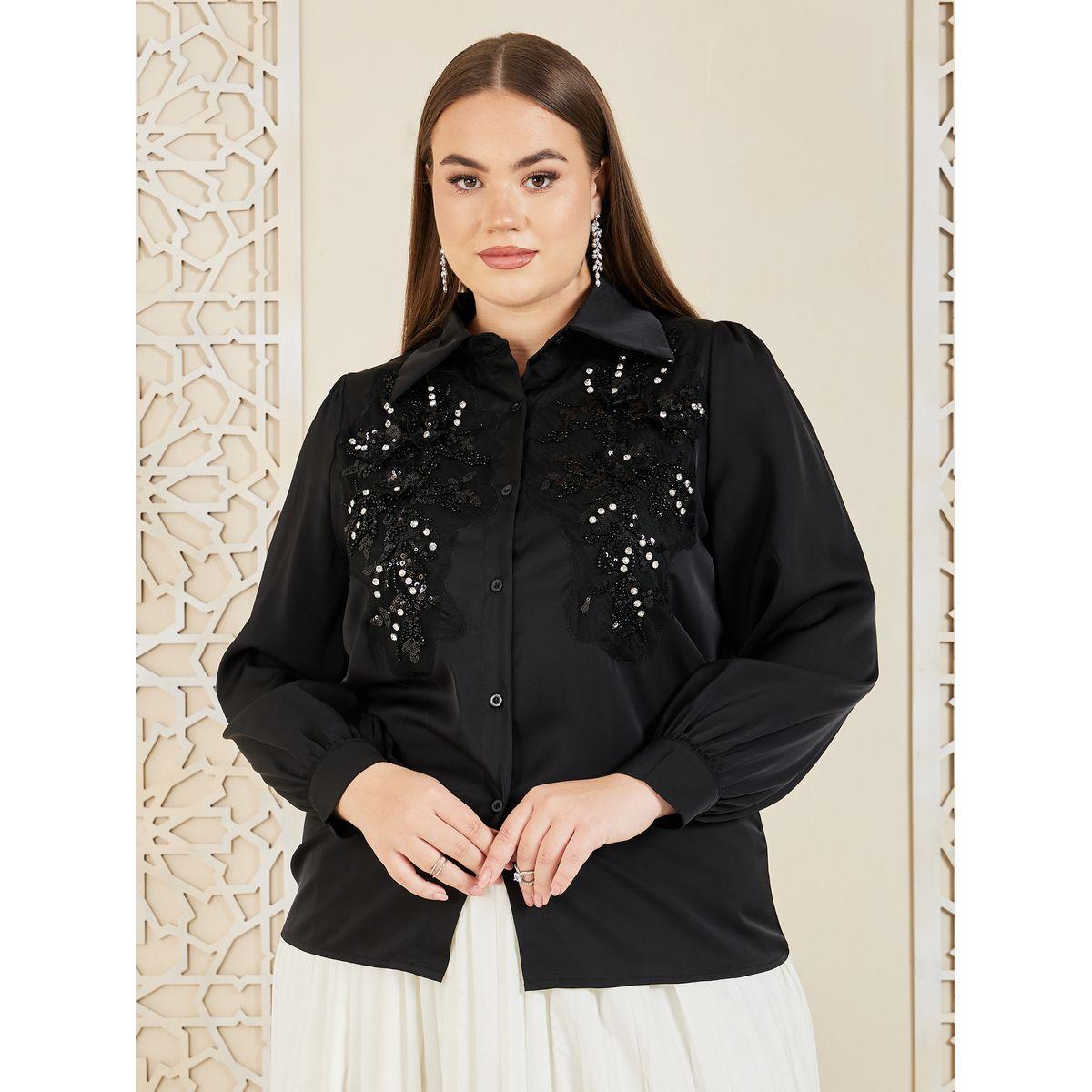 بلوزة بتفاصيل مُطرّزة ومزينة بالترتر-women-clothing-shirtsandblouses-shirts-image-2
