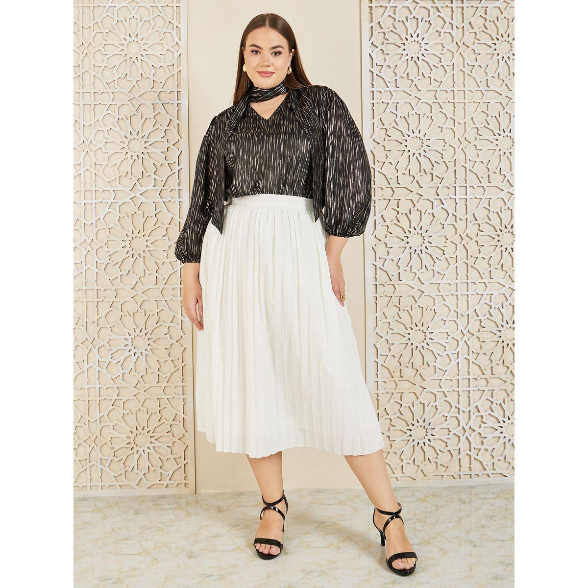 Styli Plus Tie Up Neck Striped Blouse-women-clothing-shirtsandblouses-blouses-image-3
