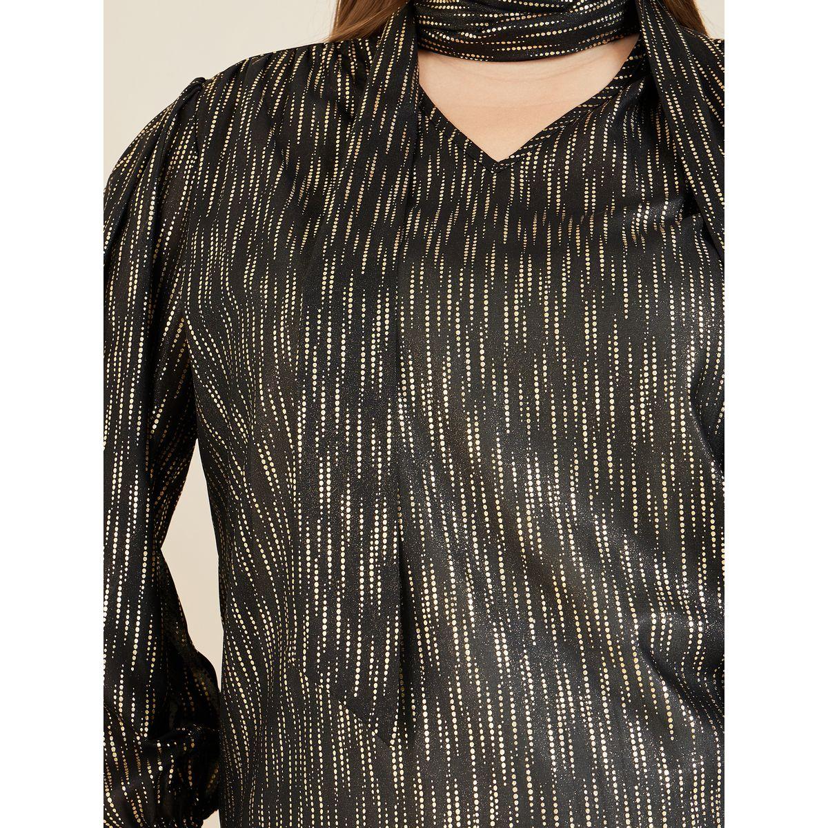 Styli Plus Tie Up Neck Striped Blouse-women-clothing-shirtsandblouses-blouses-image-4