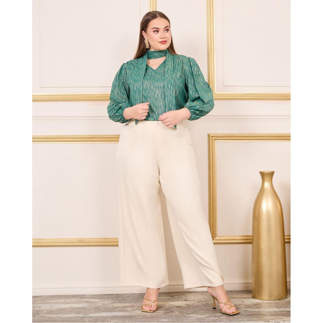 Styli Plus Tie Up Neck Striped Blouse-women-clothing-shirtsandblouses-blouses-image-3
