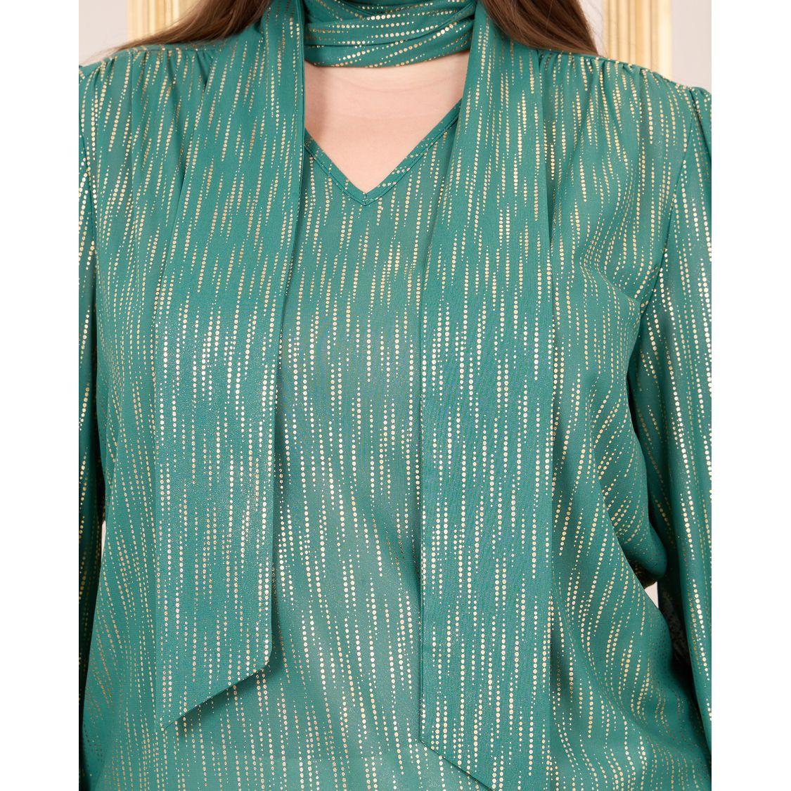 Styli Plus Tie Up Neck Striped Blouse-women-clothing-shirtsandblouses-blouses-image-4