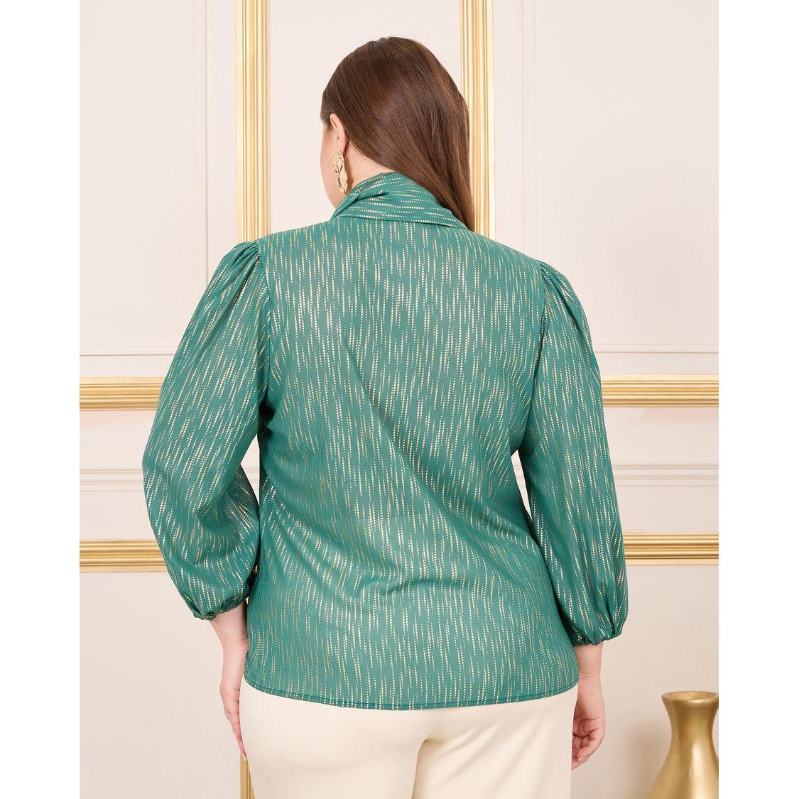 Styli Plus Tie Up Neck Striped Blouse-women-clothing-shirtsandblouses-blouses-image-5