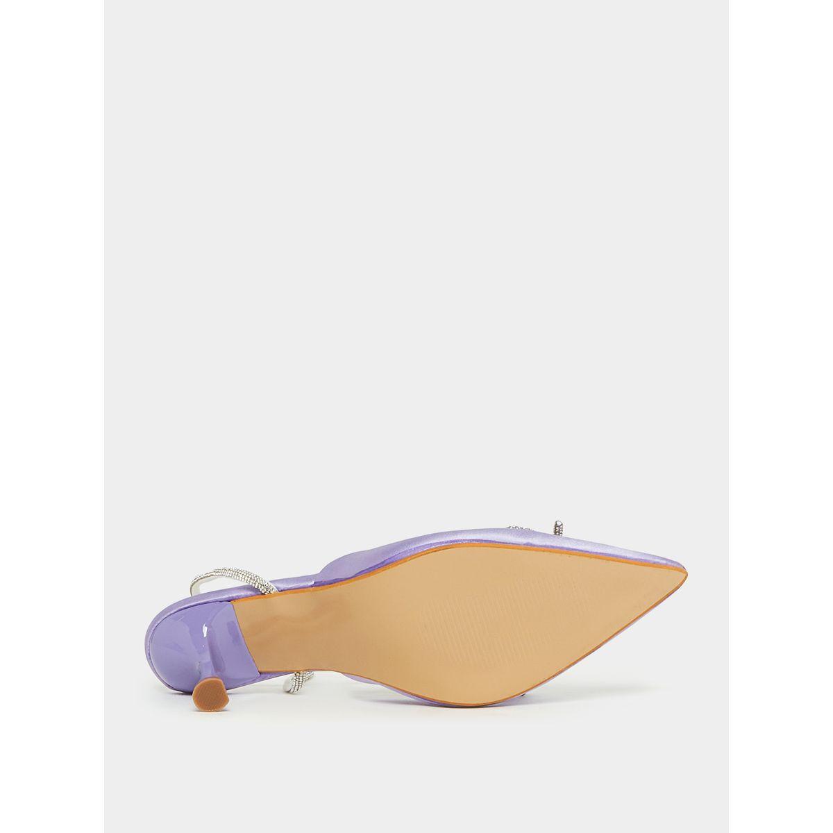 Styli Embellished Bow Ankle Strap Satin Pointed Toe Low Heel Sandal-women-shoes-heels-image-6