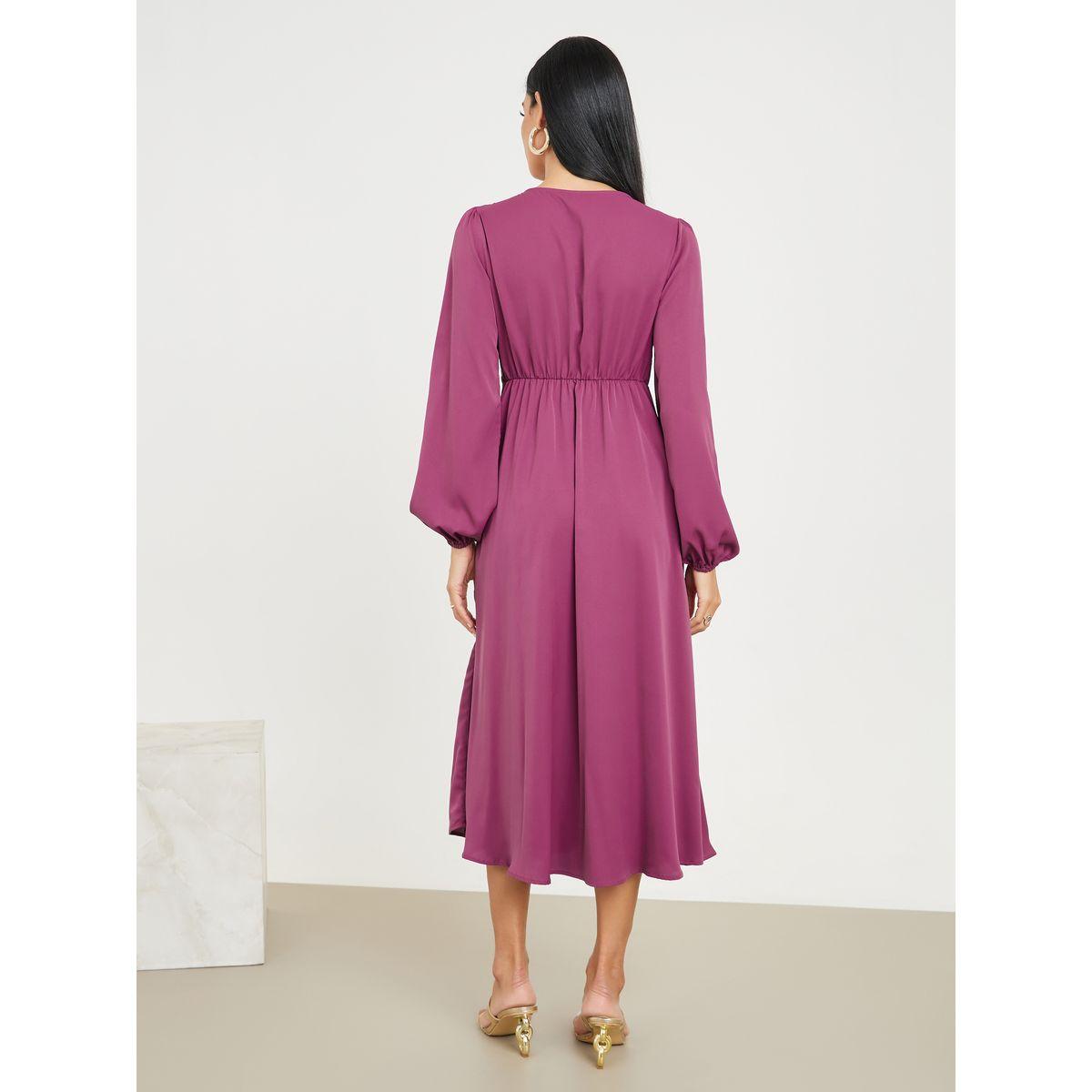 Styli Button Detail A-Line Midi Dress-women-clothing-dresses-image-4