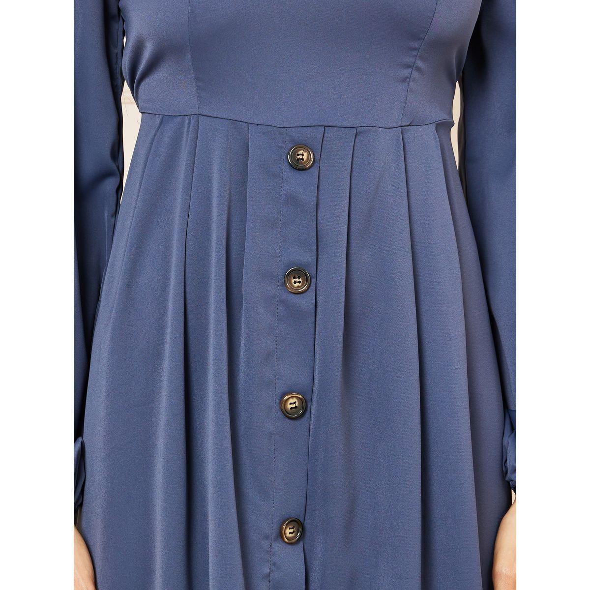 Styli Button Detail A-Line Midi Dress-women-clothing-dresses-image-3