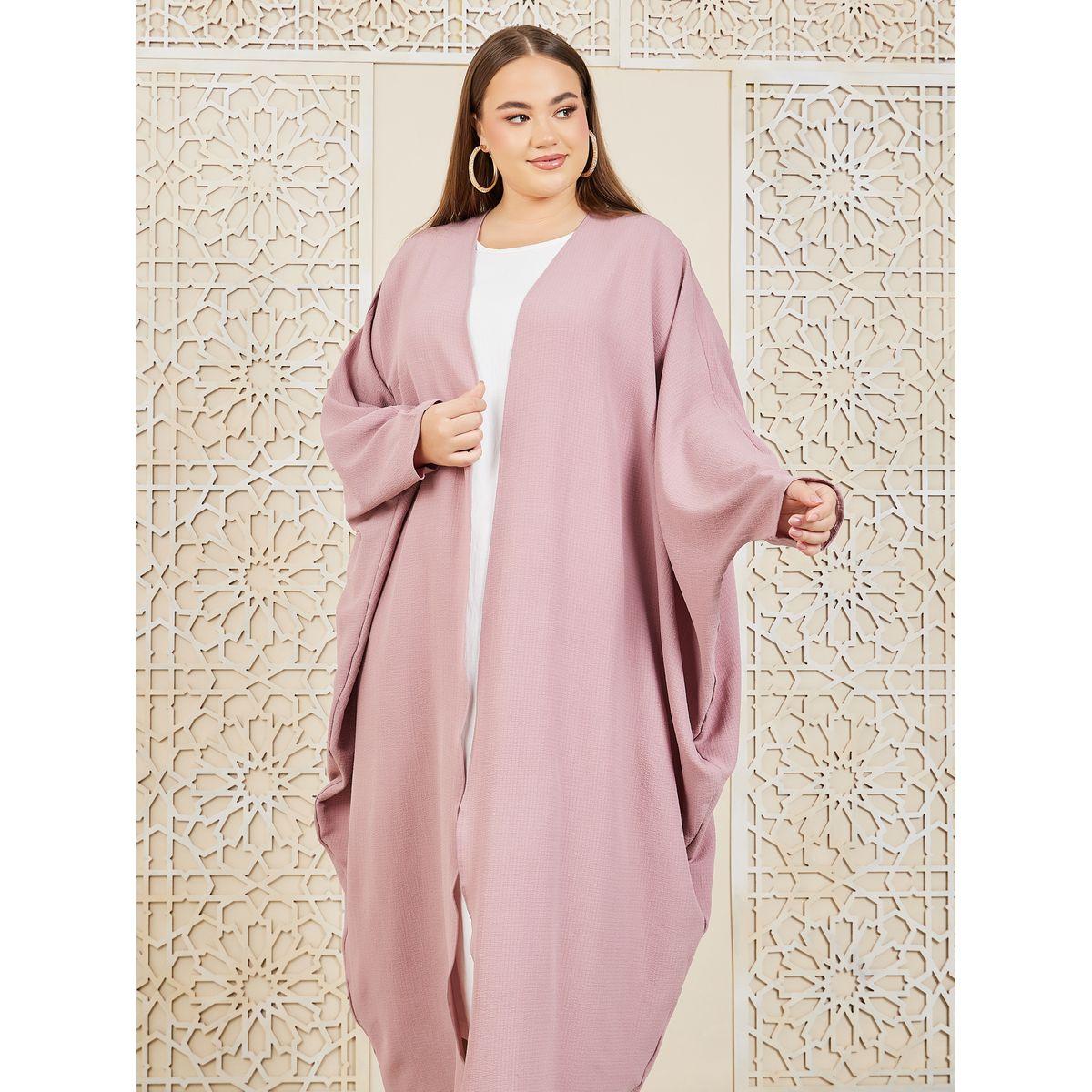 Styli Plus Oversized Textured Maxi Length Kimono-women-clothing-shirtsandblouses-shirts-image-2