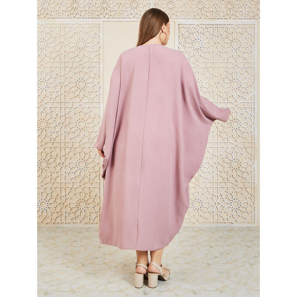 Styli Plus Oversized Textured Maxi Length Kimono-women-clothing-shirtsandblouses-shirts-image-4