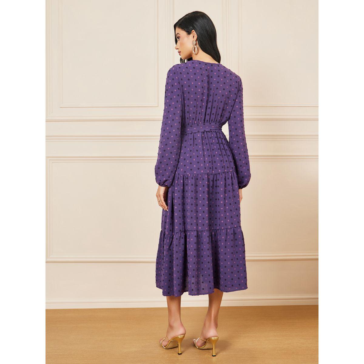 Styli Dobby Self Tie Up A-Line Midi Dress-women-clothing-dresses-image-4