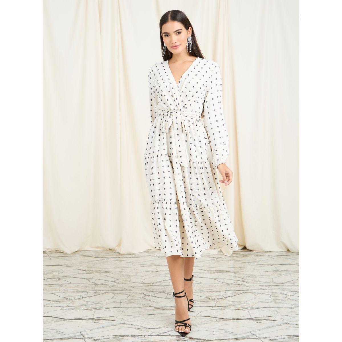 فستان ميدي مطبع بنقاط بولكا مع أربطة-women-clothing-dresses-image-1