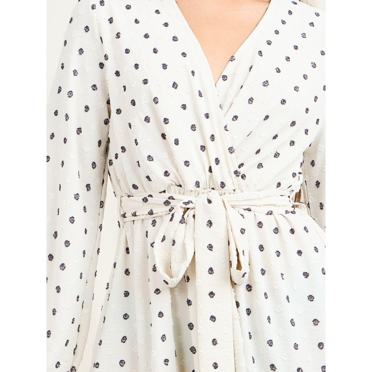 فستان ميدي مطبع بنقاط بولكا مع أربطة-women-clothing-dresses-image-3