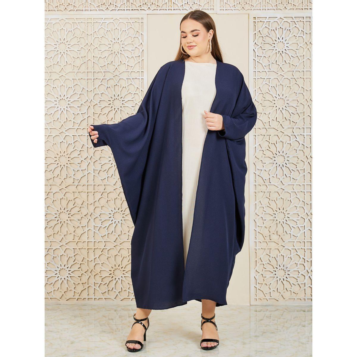 Styli Oversized Textured Maxi Length Kimono-women-clothing-shirtsandblouses-shirts-image-1
