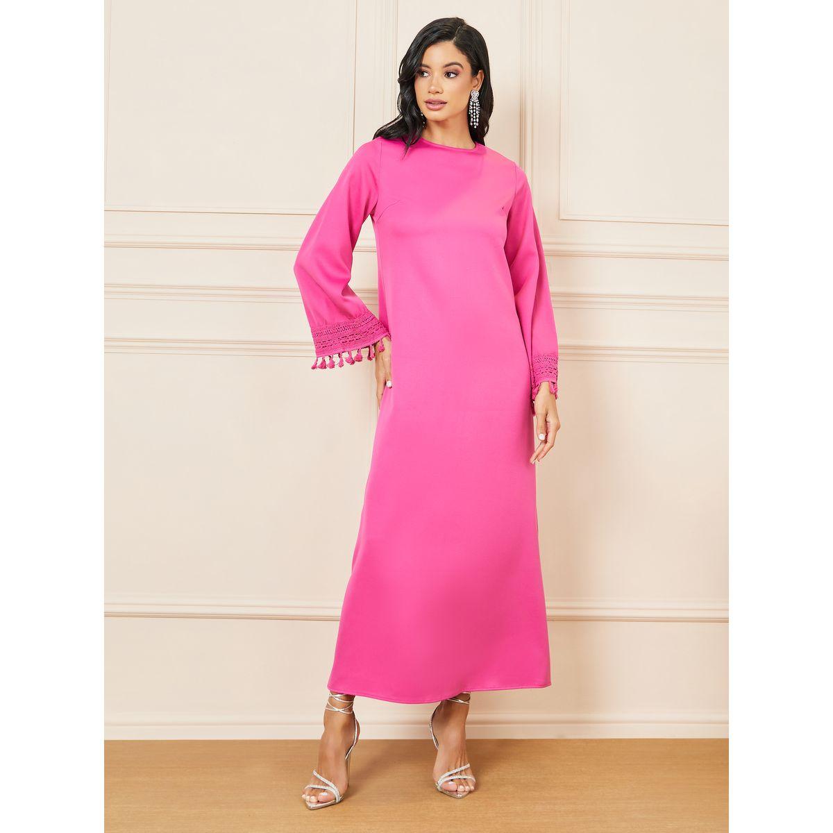 فستان طويل مزين بشراشيب-women-clothing-dresses-image-1