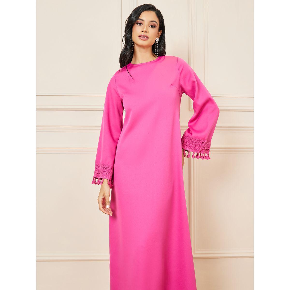 فستان طويل مزين بشراشيب-women-clothing-dresses-image-2
