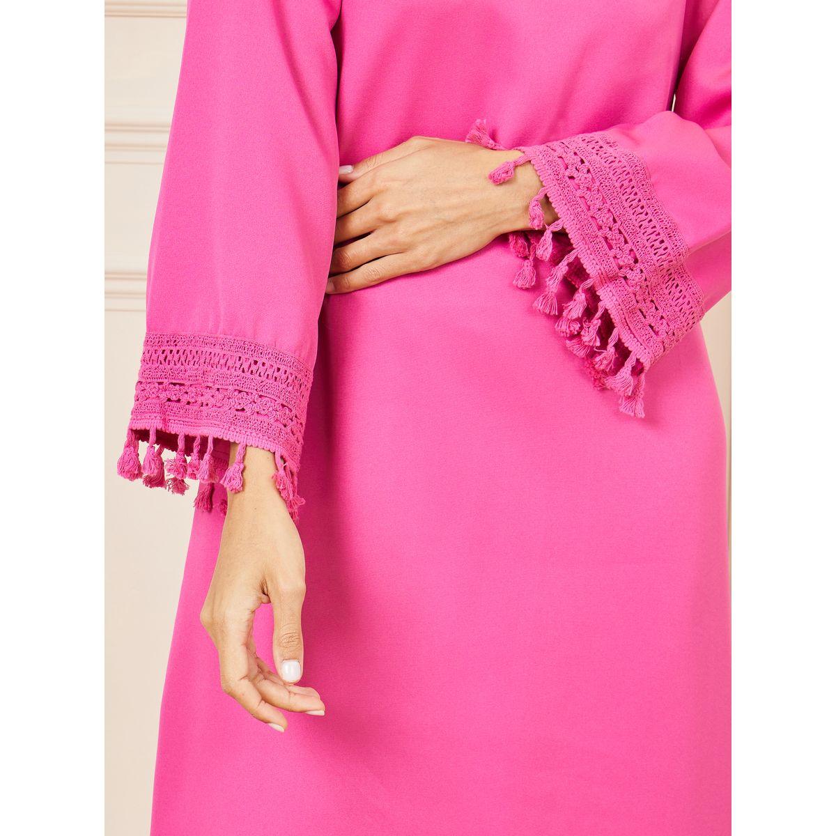 فستان طويل مزين بشراشيب-women-clothing-dresses-image-3
