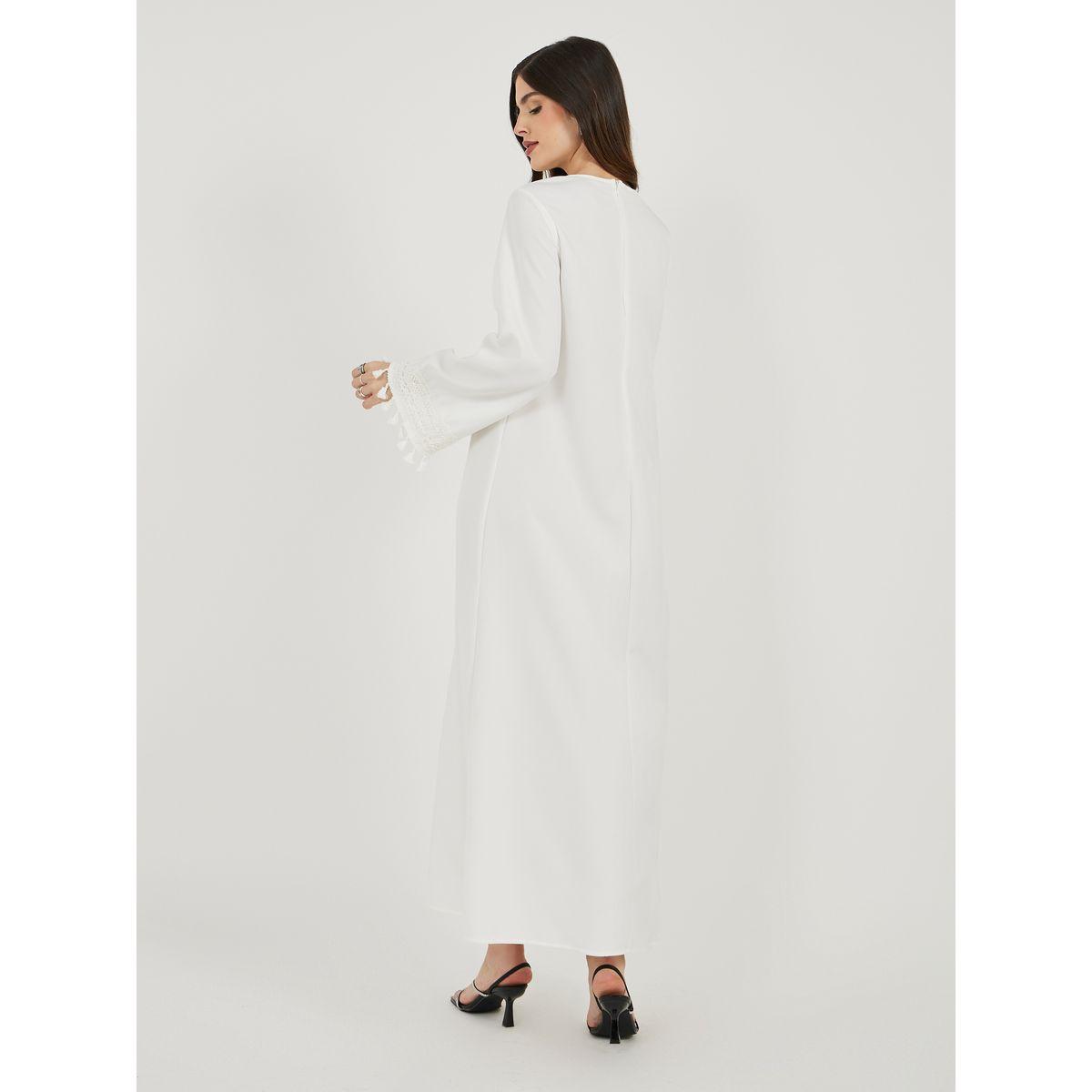 Styli Solid Tasselled Long Sleeve Shift Maxi Dress-women-clothing-dresses-image-7