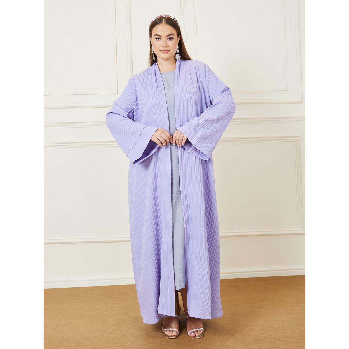 Styli Plus Stripe Textured Maxi Kimono-women-clothing-shirtsandblouses-shirts-image-2