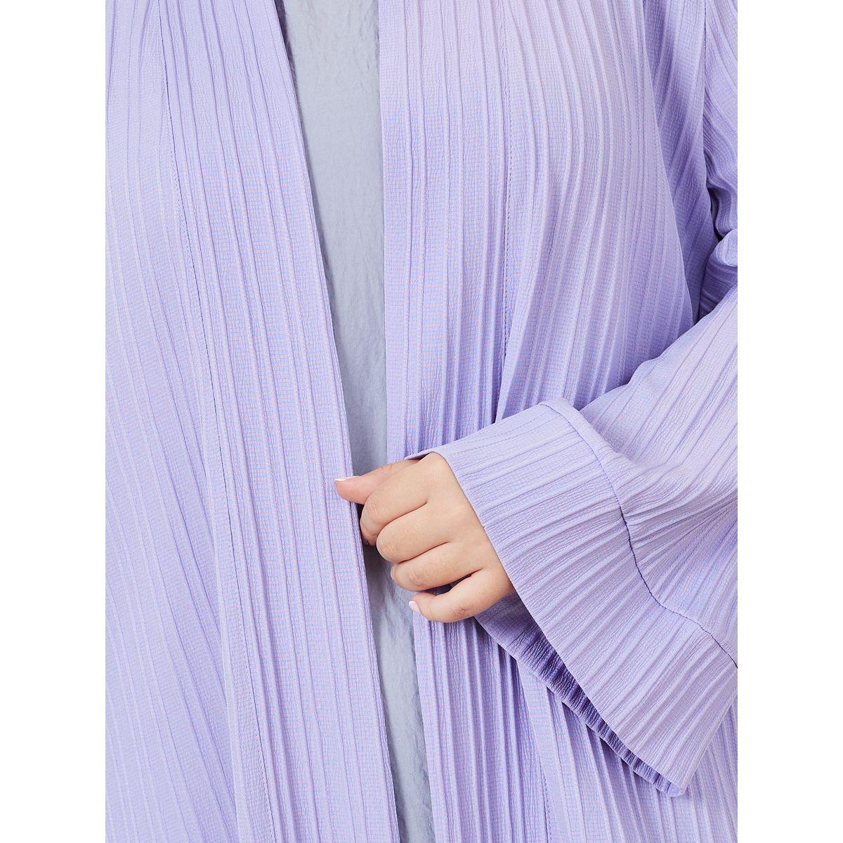 Styli Plus Stripe Textured Maxi Kimono-women-clothing-shirtsandblouses-shirts-image-4