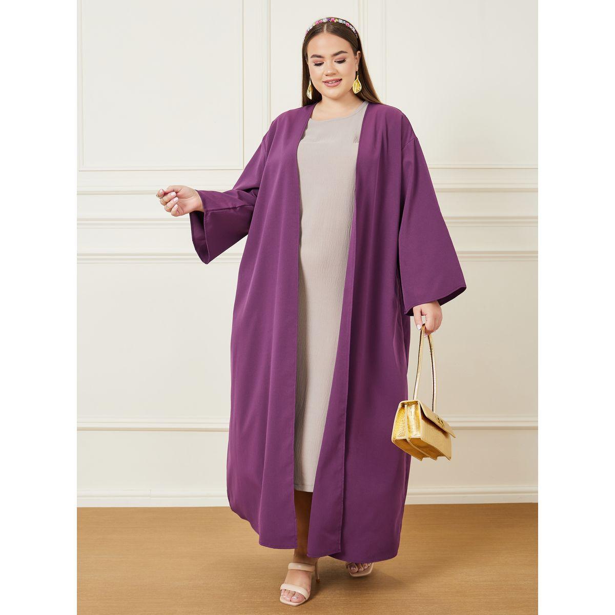 Styli Plus Solid Maxi Kimono-women-clothing-shirtsandblouses-shirts-image-1