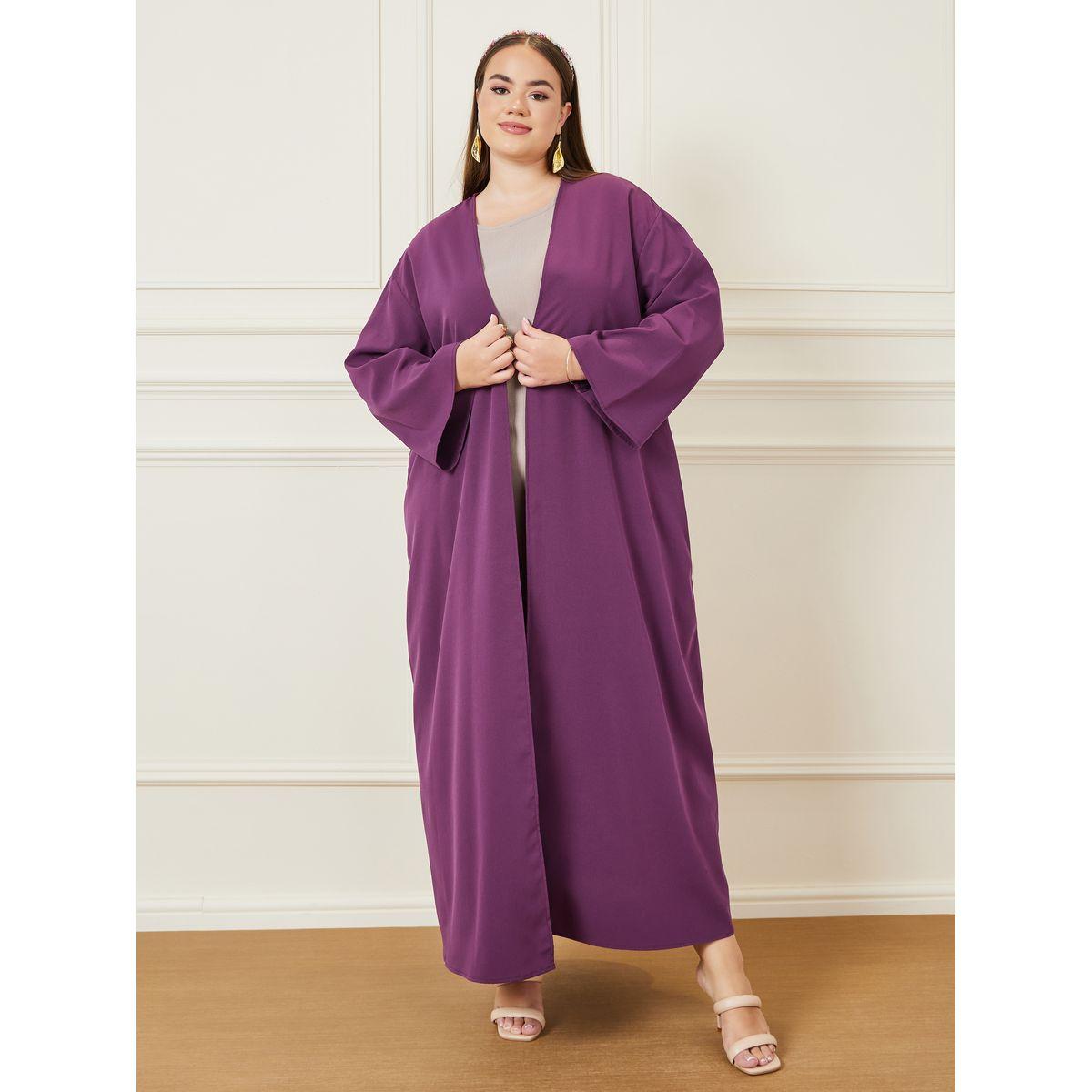 Styli Plus Solid Maxi Kimono-women-clothing-shirtsandblouses-shirts-image-2