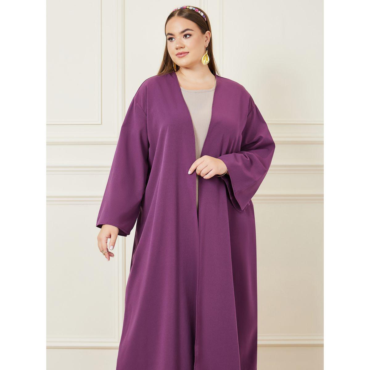 Styli Plus Solid Maxi Kimono-women-clothing-shirtsandblouses-shirts-image-3