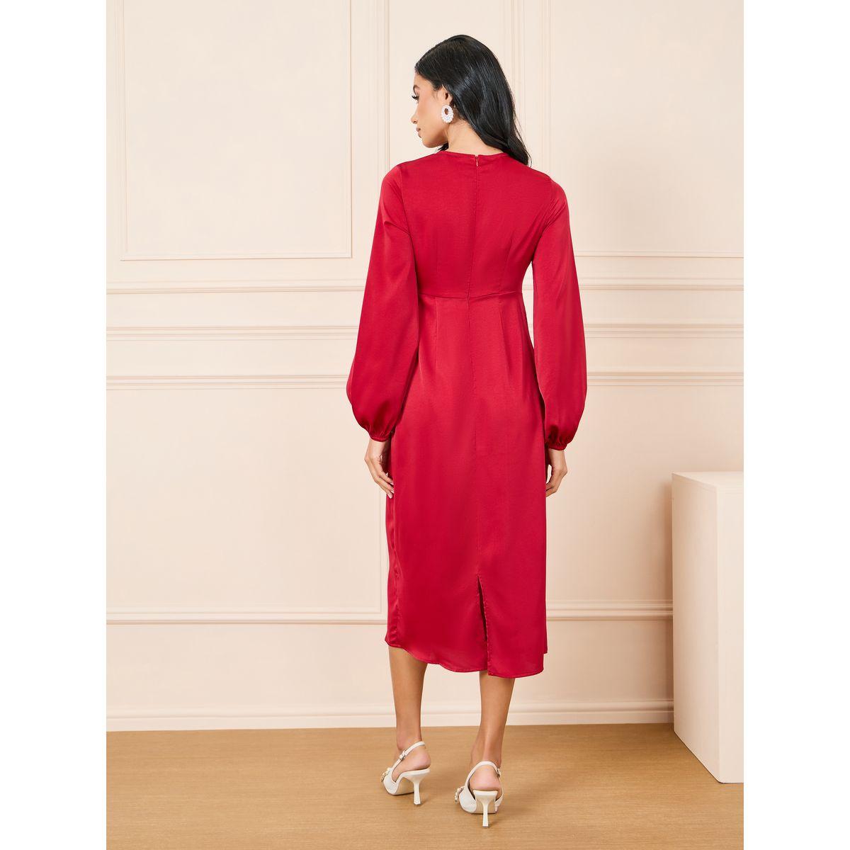 فستان ميدي مزين بحلية منمقة بلؤلؤ-women-clothing-dresses-image-4