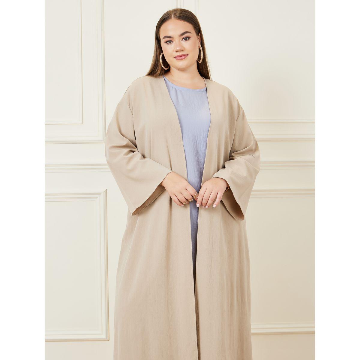 Styli Plus Textured Maxi Kimono-women-clothing-shirtsandblouses-shirts-image-2