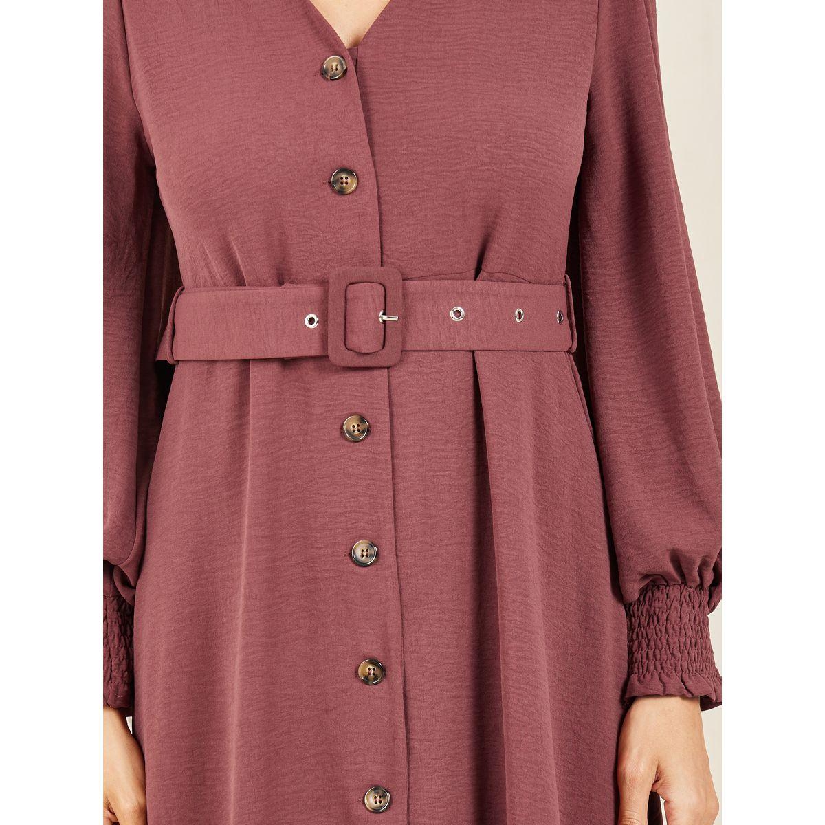 فستان ميدي منسوج مع حزام خصر-women-clothing-dresses-image-3