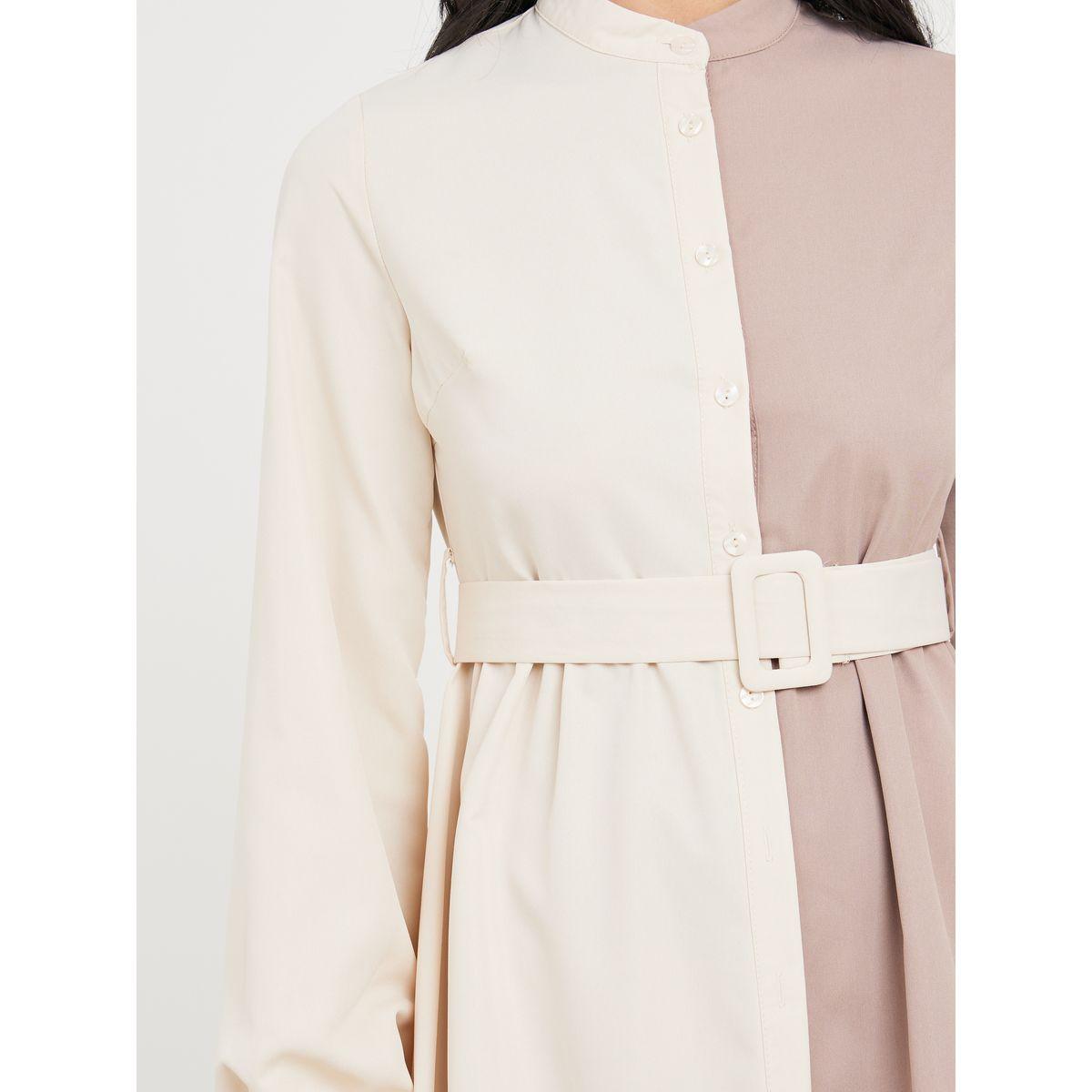 Styli Colorblock Belted A-Line Shirt Midi Dress-women-clothing-dresses-image-3