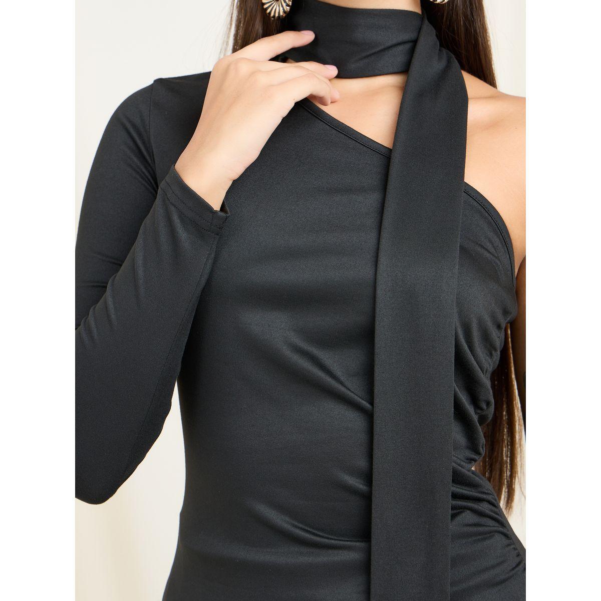 Styli One Shoulder Sleeves Fitted Knit Top-women-clothing-shirtsandblouses-blouses-image-4