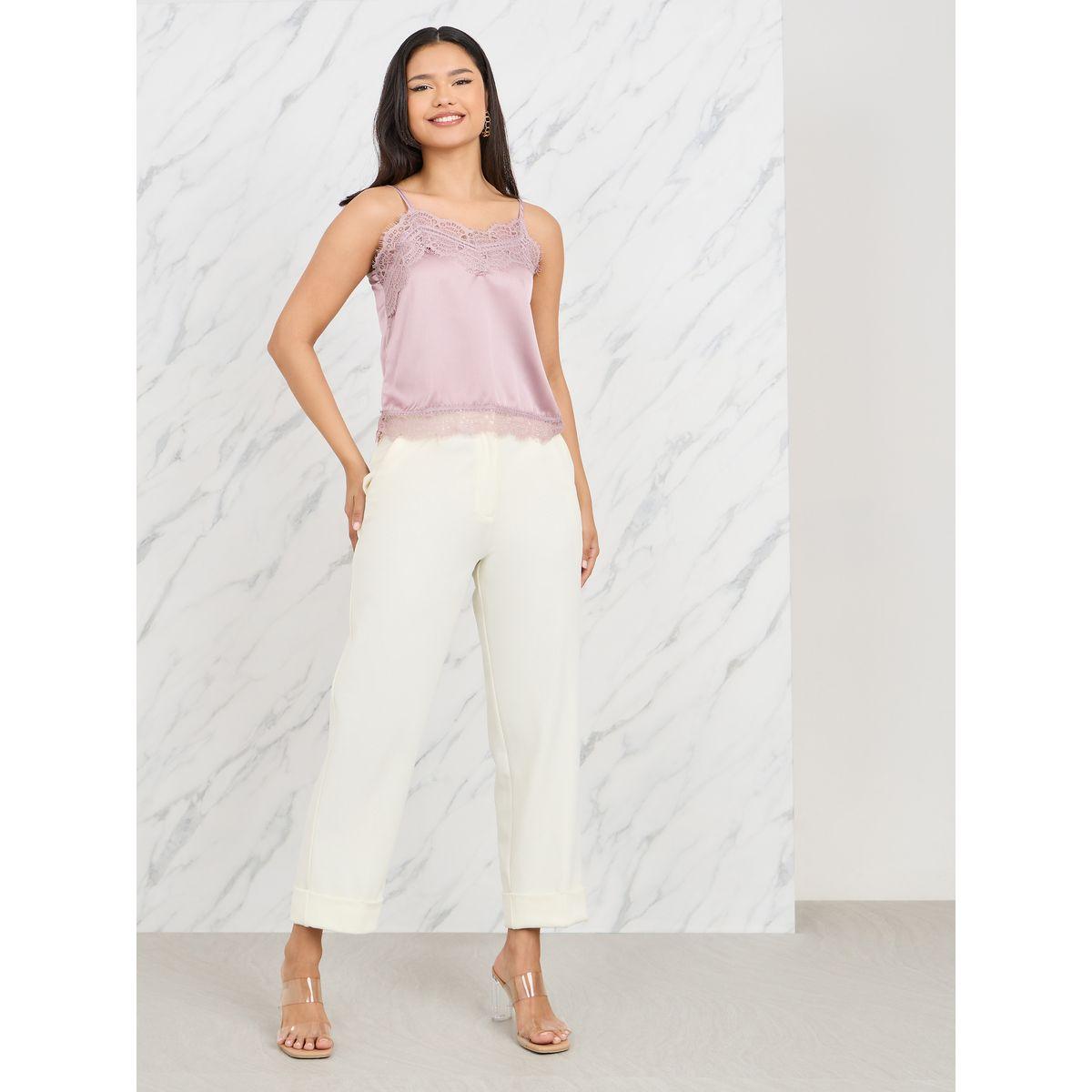 Styli Lace Trim Satin Cami Top-women-clothing-tshirts-image-2